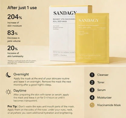 Sandagy Radiance Boost Niacinamide Face Mask - Brightening &amp; Dark Spot