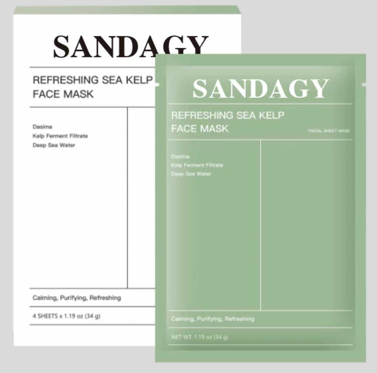 Sandagy  calm Reset Sea Kelp  Face Mask - Hydrating &amp; Skin Barrier Repair