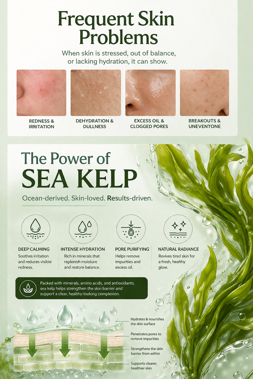 Sandagy  calm Reset Sea Kelp  Face Mask - Hydrating &amp; Skin Barrier Repair