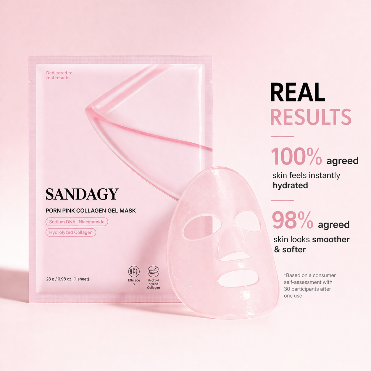 PDRN Pink Collagen  glow Mask - Skin Repair &amp; Glass Skin Effect