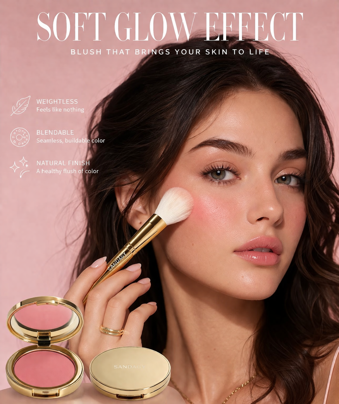 Sandagy Golden FX Blush Powder - Soft Matte Radiant finish