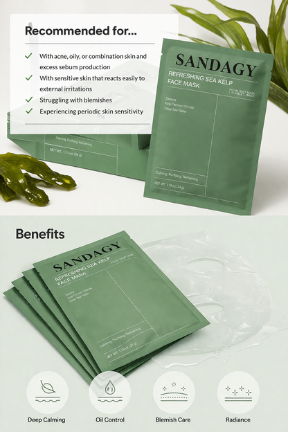Sandagy  calm Reset Sea Kelp  Face Mask - Hydrating &amp; Skin Barrier Repair