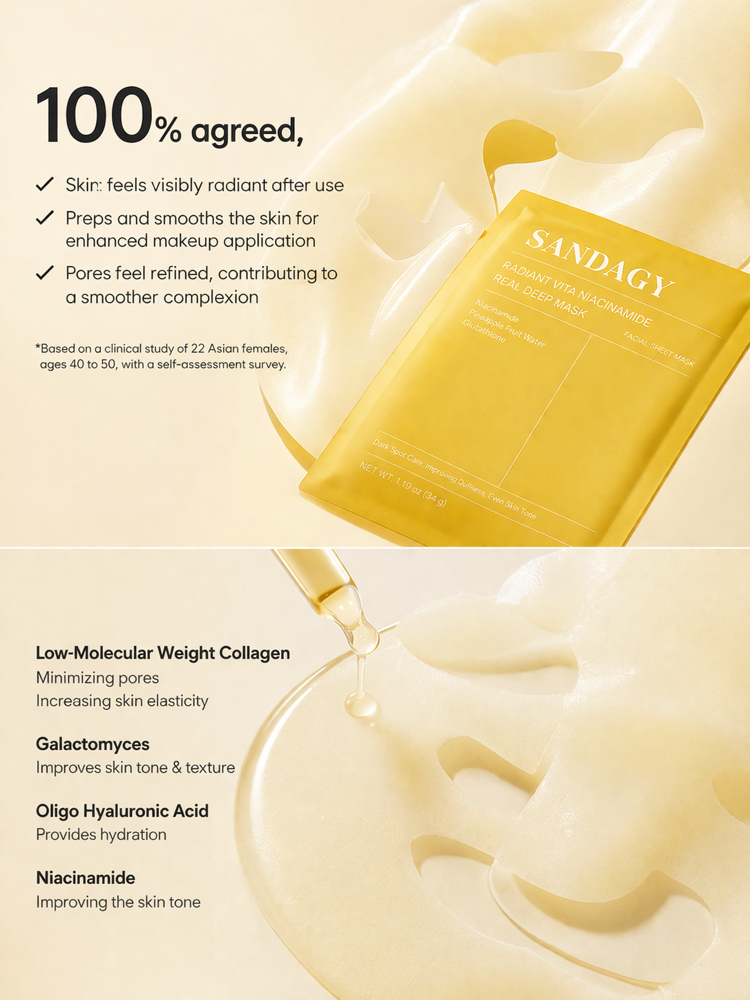 Sandagy Radiance Boost Niacinamide Face Mask - Brightening &amp; Dark Spot
