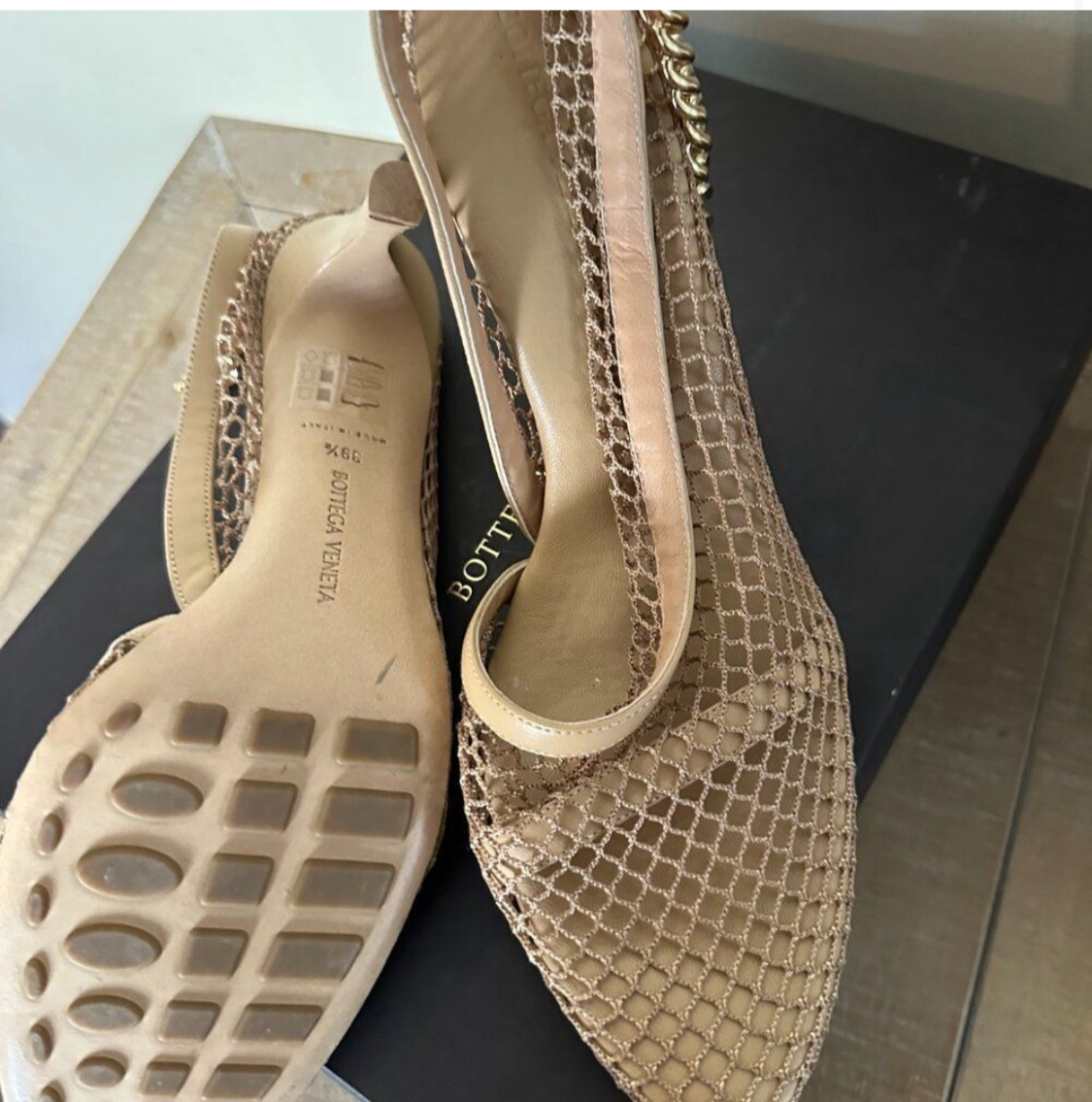 BOTTEGA VENETA - NUDE MESH HEELS